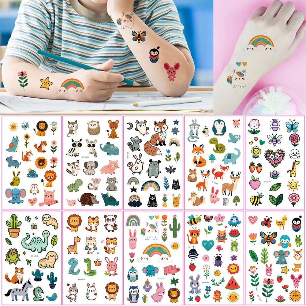 10 шт./упак. временные татуировки с героями мультфильмов для детей кролик коза