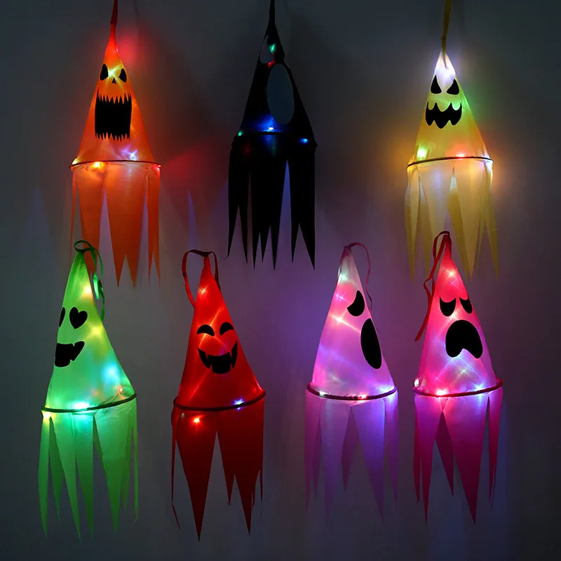 Halloween decorative hair dryer glowing ghost flag pendant polyester ghost flag Easter ghost face Wind Direction Flag hair dryer