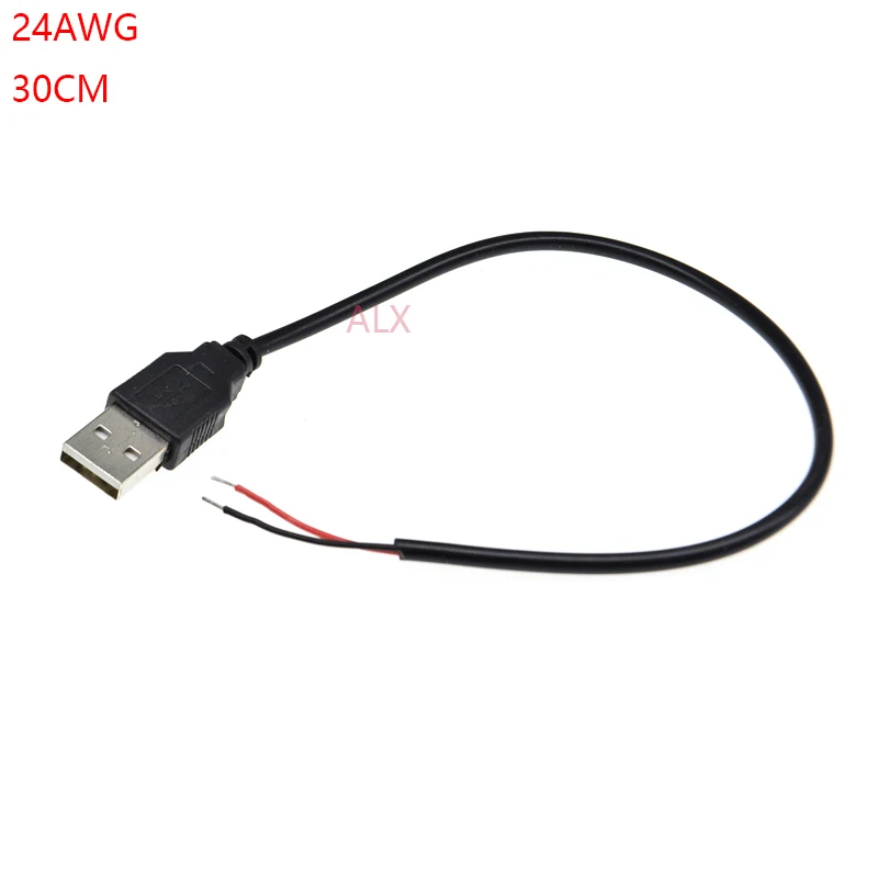 

USB-разъем 24AWG 30 см TYPE-A с проводом, 2-контактный USB-кабель «сделай сам», линия зарядки для одноцветной 5050 3528, гибкая светодиодная лента