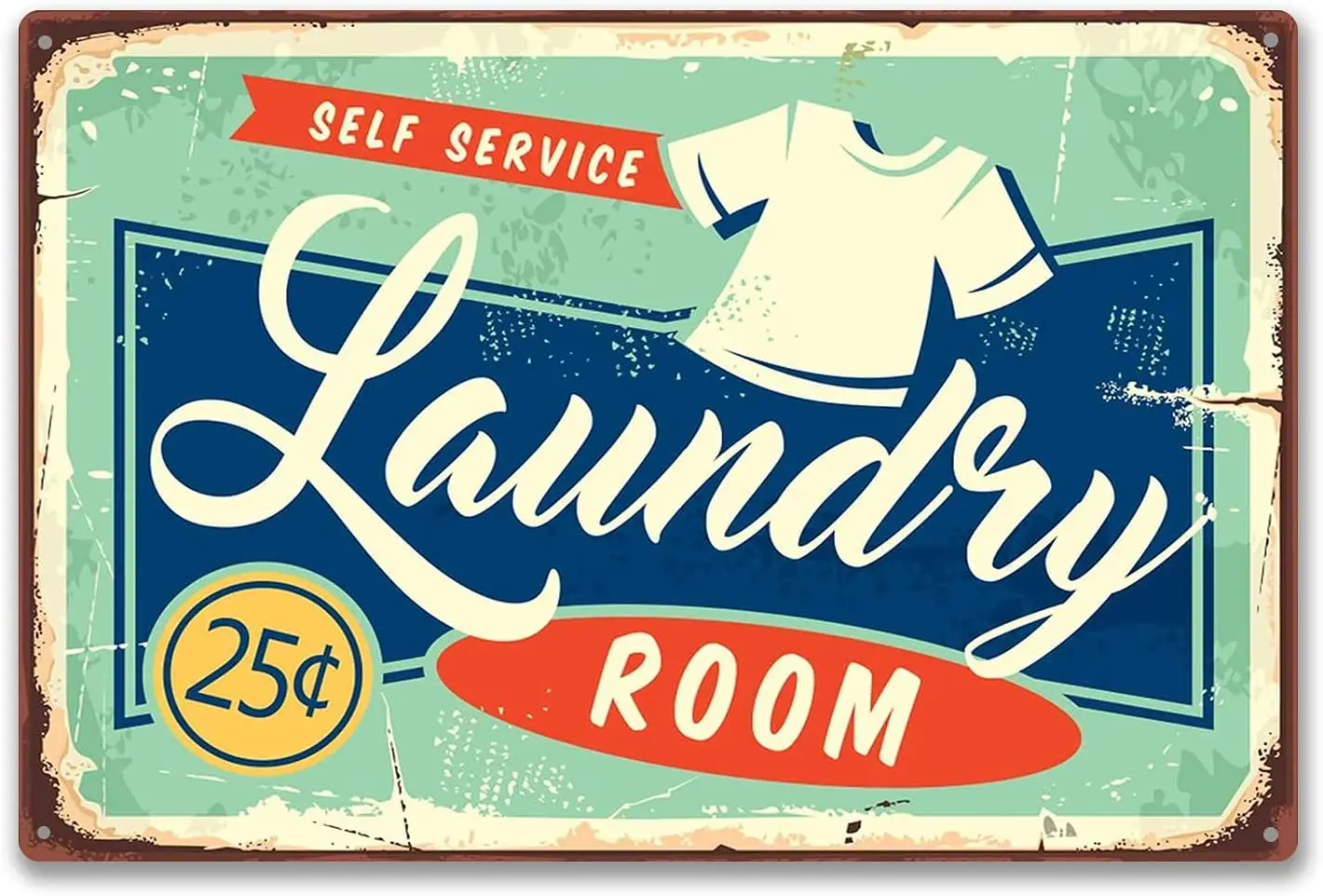 

Wall Retro Poster Metal Tin Sign Laundry Room Retro Sign Design Decor Sign