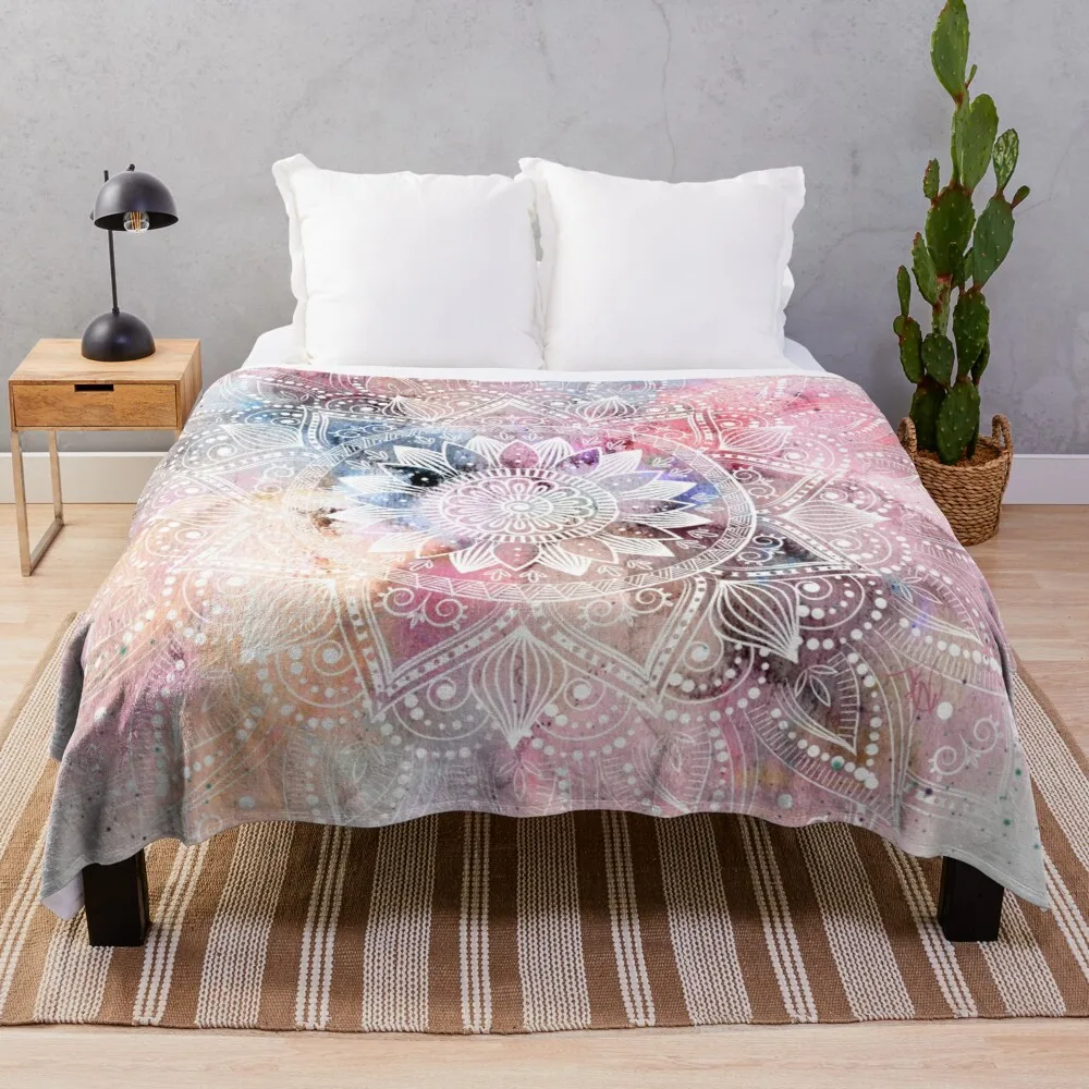 

Причудливые белые флисовые одеяла с акварельным рисунком мандалы, одеяла на кровать/кроватку/диван для взрослых, девочек и мальчиков, детск...