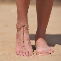 2021 new women bohemian multilayer beads toe chain beach ankle womens sexy beach multilayer beads ankle foot ornaments