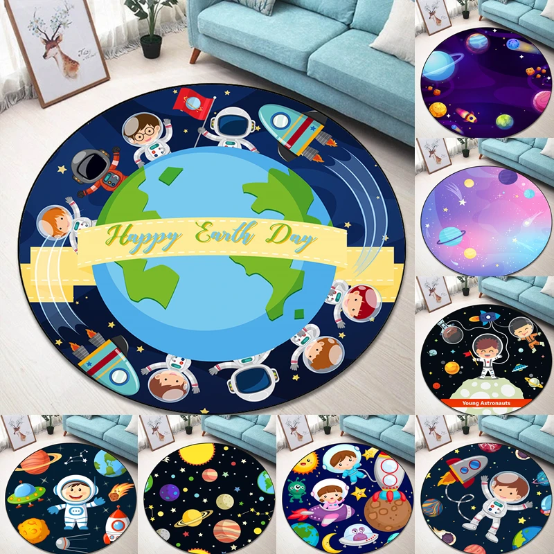 

Cartoon astronaut space round carpet floor mat living room carpet children's room decoration gifts washroom floor mat area rug