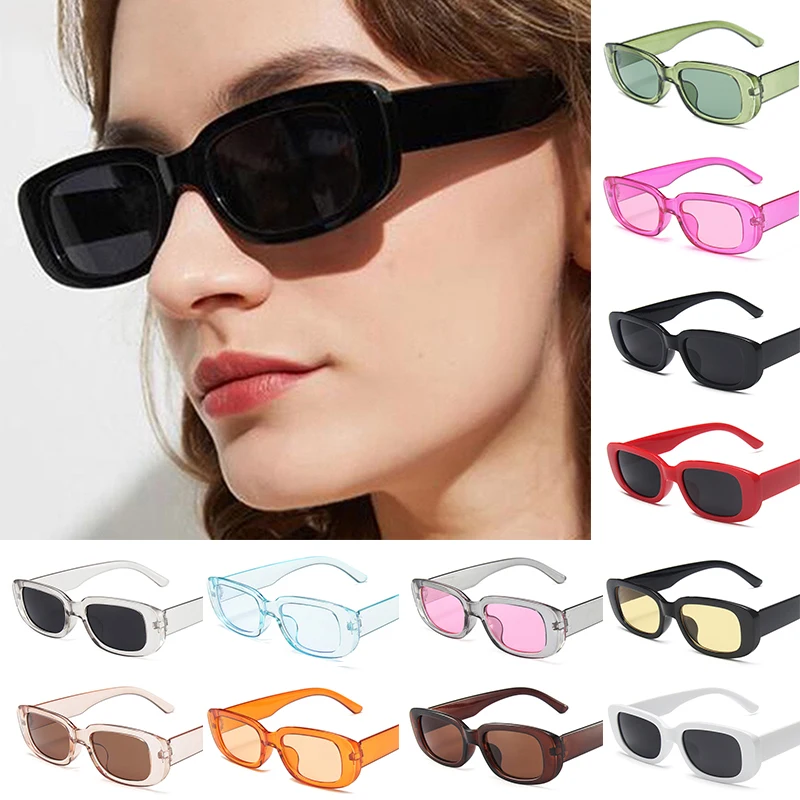 

Retro Women Sunglasses Small Rectangle Frame Sun Glasses UV400 Protection Eyewear Summer Travel Beach Trendy Eyeglasses