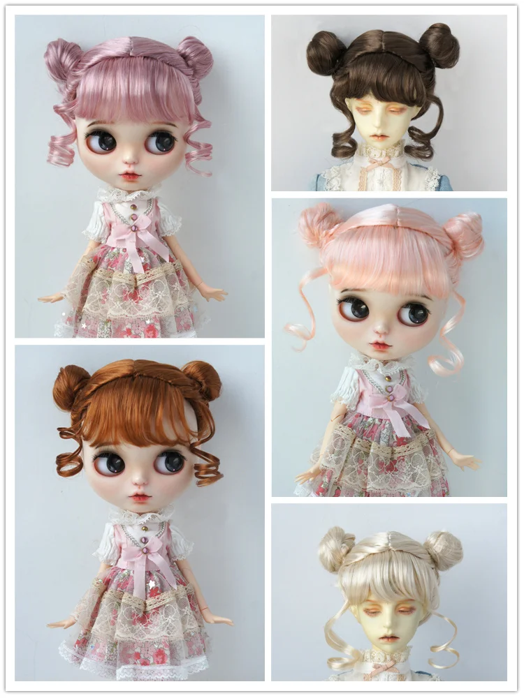 JD606 Все размеры Twins Buns BJD Синтетический мохеровый парик для OB11 YOSD MSD SD Blythe Hair 1/8 1/6 1/4