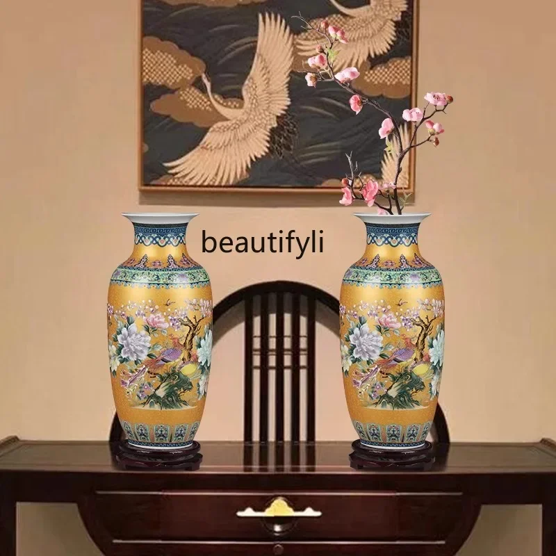 Цзиндэчжэнь керамическая ваза вставка для цветов эмаль цвет феникс украшение
