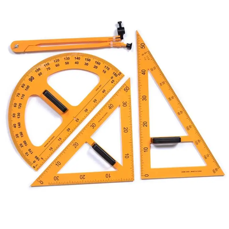 

4Pcs/Set Multifunction Teaching Ruler Set Triangle Compasses Protractor Measurement Ruler Drop Shipping Mathematics Art New