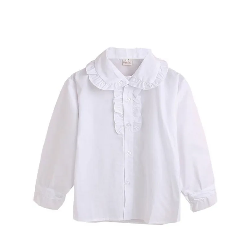 Children Top Spring Autumn Girls Long Sleeve White Shirts for Teenage Girls Kids Clothes 10 12 Year Cotton Blouse Girl Clothing