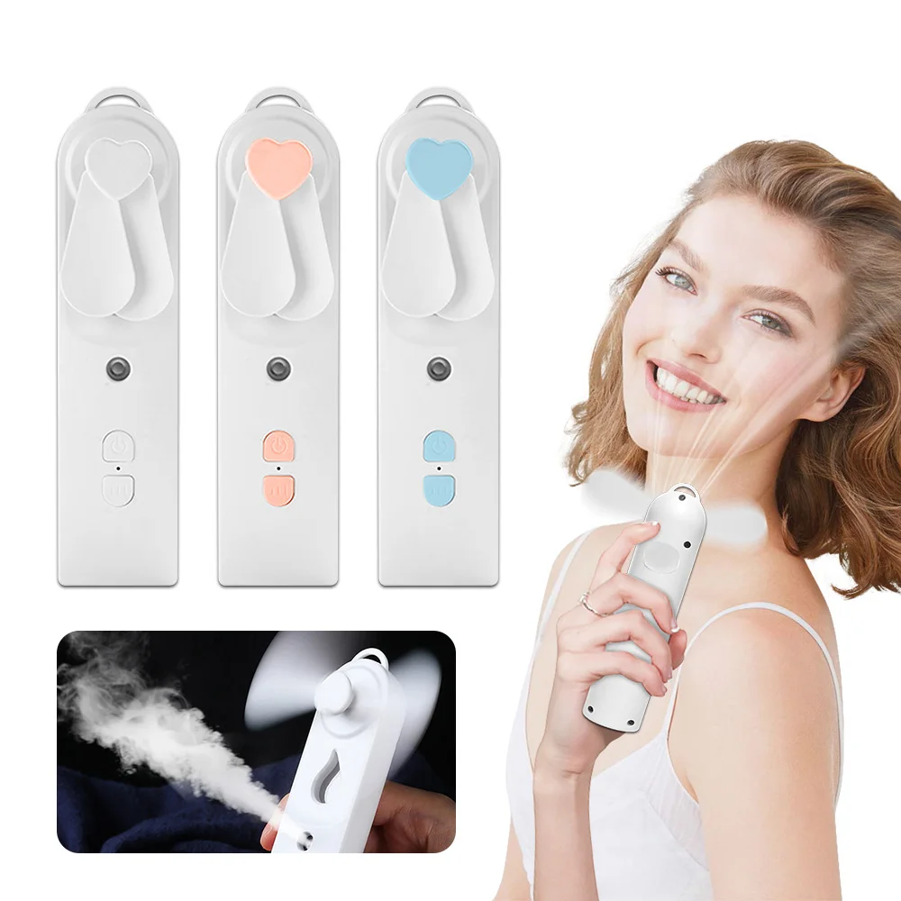 

Alcohol Nano Mist + Fan Facial Spray Cooler Facial Steamer USB Rechargeable Humidifier Face Moisturizing Spray Portable Beauty