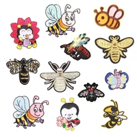 cartoon bee iron on patches for clothing diy embroidery stripe on clothes animals sequin applique badge applique cloth fabric