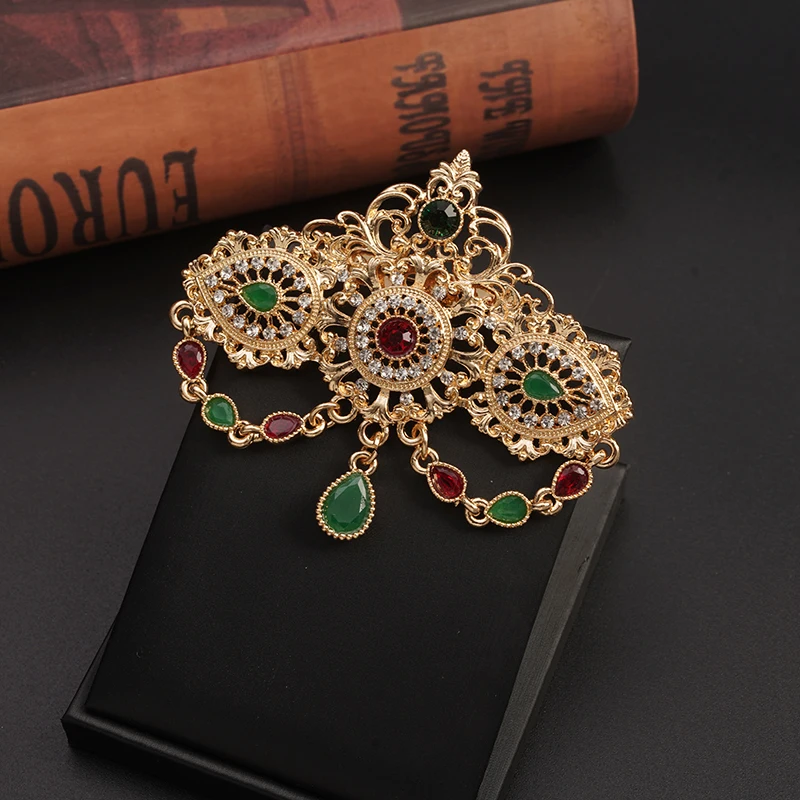 Новый Марокко золотые Цвет кафтан Брошь для женщин Свадебное платье ювелирные