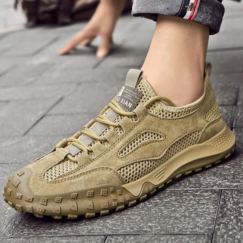 

Breathable Hollow Out Mesh Men Hiking Shoes Outdoor Men Sneakers Climbing Shoes Luxury Quality Men Sport Non-Slip Shoes2023