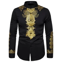 mens shirt 2022 spring summer casual fashion printed totem male shirt stand collar african style black white b33