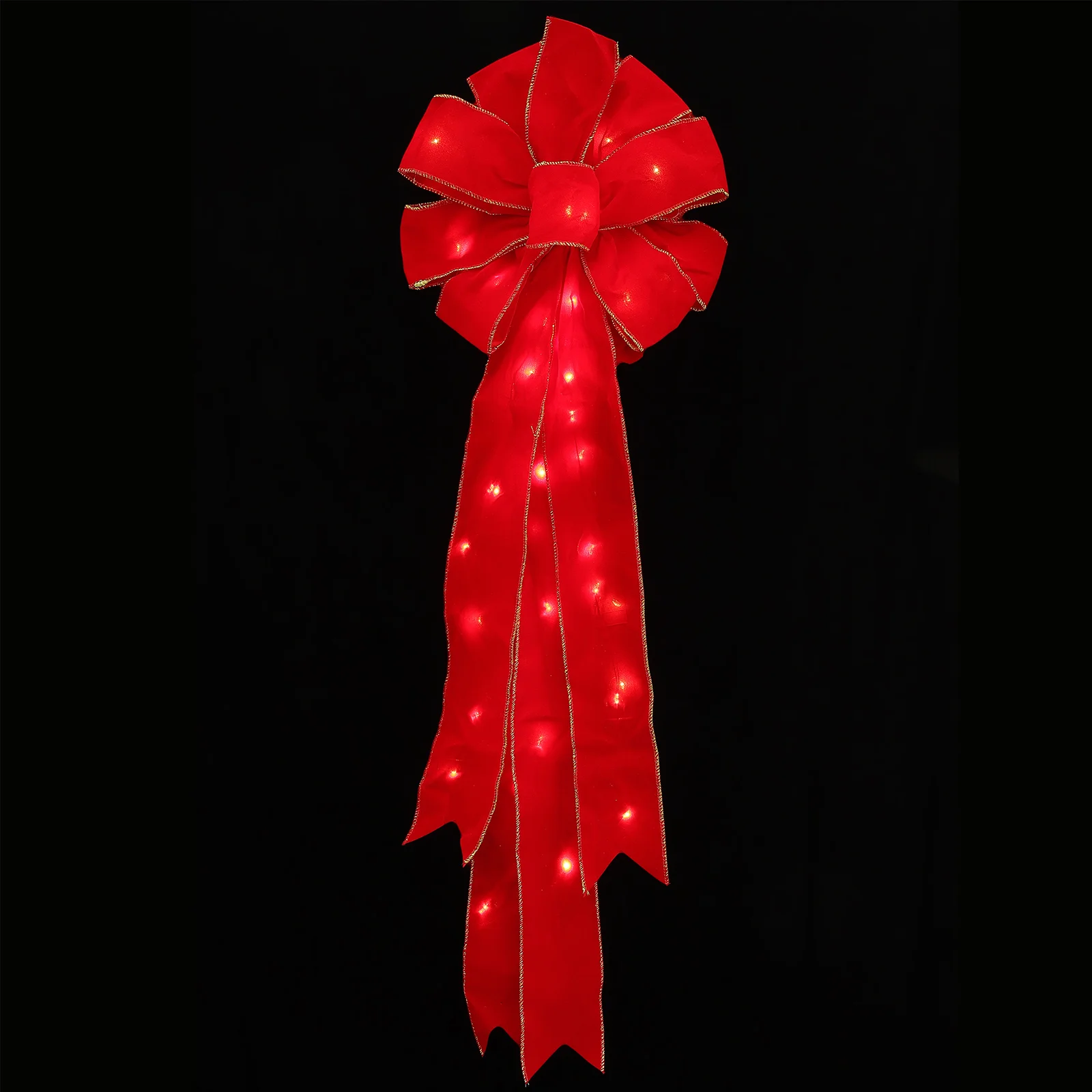 

Christmas Bow Treebows Led Ribbon Ornament Bowknot Red Decor Pendant Wreath Topper Decorative Hanging Decoration Gift Large