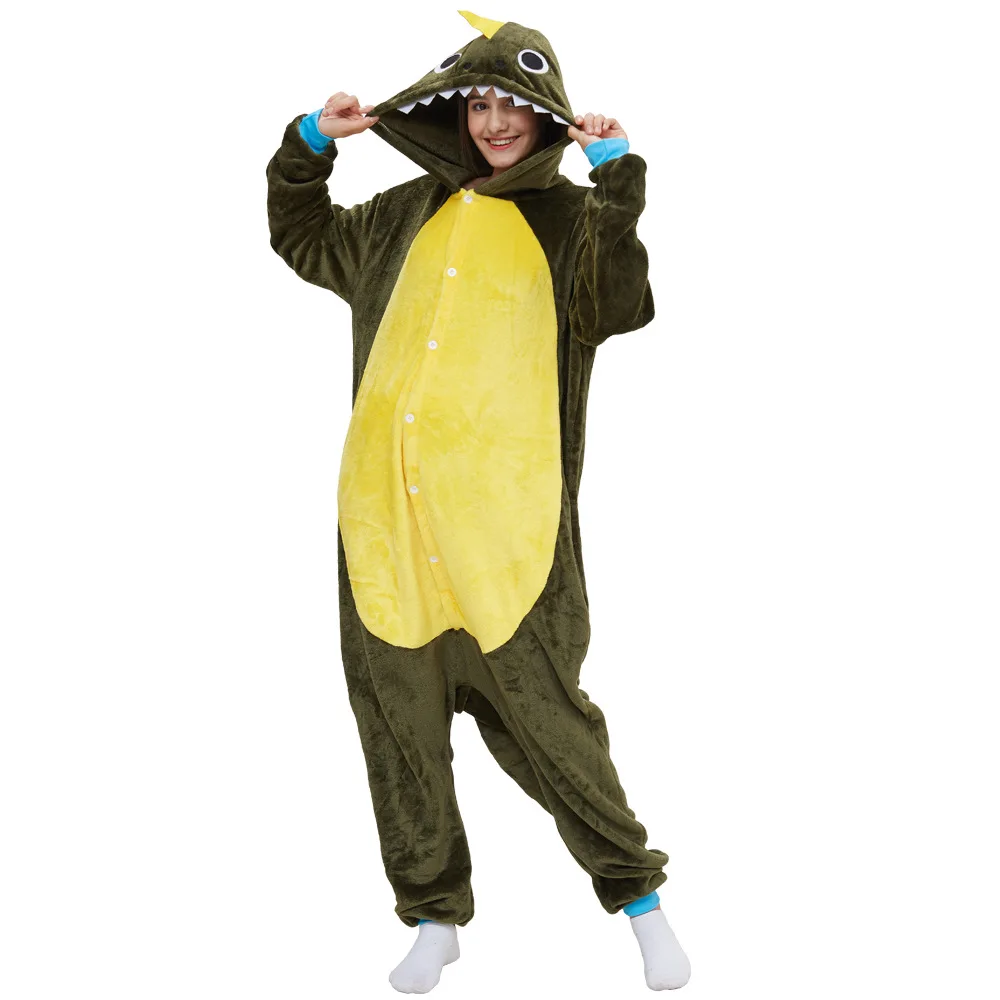 Fleece Pajamas Women Kigurumi Cartoon Onesie Couple Overall Winter Funny One-Piece Homewear Animal Jumpsuit Men Cosplay Costume