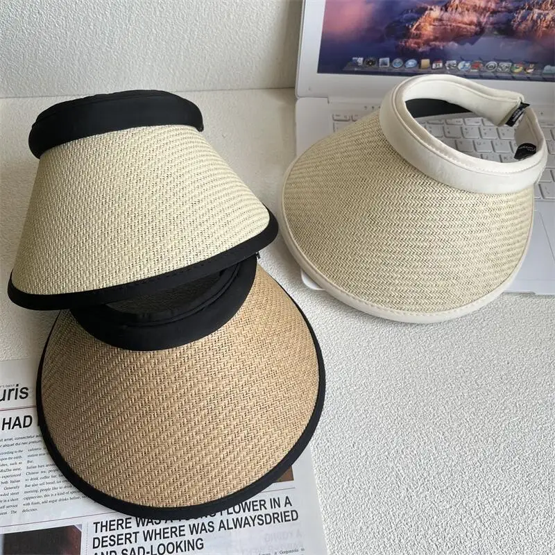 

New Panama Fashion Straw Hat Empty Top 2022 For Women Summer Hat Sun Protection Outdoor Sports Fishing Vacation Beach Chapeau