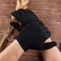 12 pairs black white cotton gloves men women mittens hand gloves soft stretchy gloves for jewelry serving work household gloves