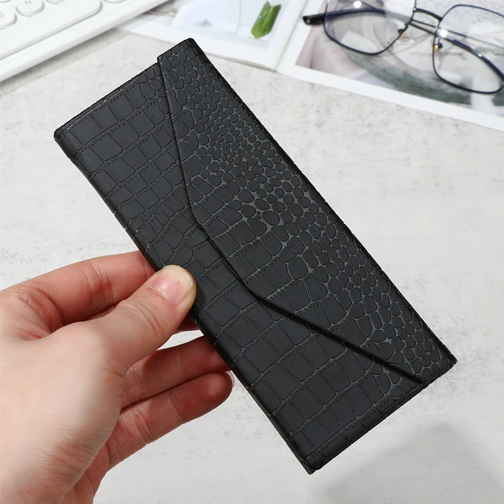 1 шт Горячий чехол для очков в форме треугольника с крокодиловой текстурой, складной, из водонепроницаемого искусственной кожи с мощным магнитом, портативный органайзер для защиты очков