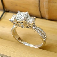 new fancy princess square cz crystal rings for women luxury wedding engagement jewelry fashion contracted female finger rings