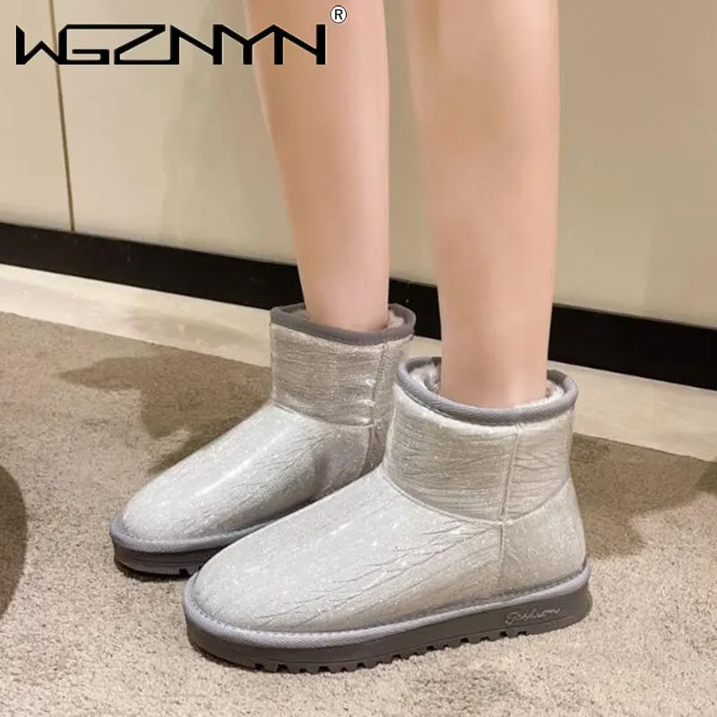 

Модные ботинки, женская резиновая обувь, непромокаемые австралийские зимние ботинки с круглым носком на плоской подошве, женские зимние ботинки с низкой подкладкой, 2022