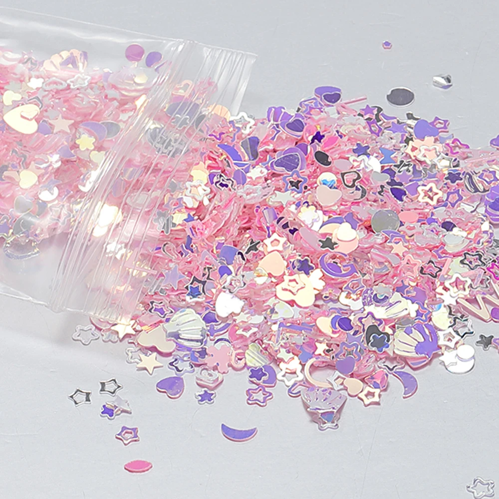 10g Holographic Mixed Glitter Flakes Star Heart Sequins Shell Confetti for DIY Jewelry Making Resin Mold Fillers Nail Art