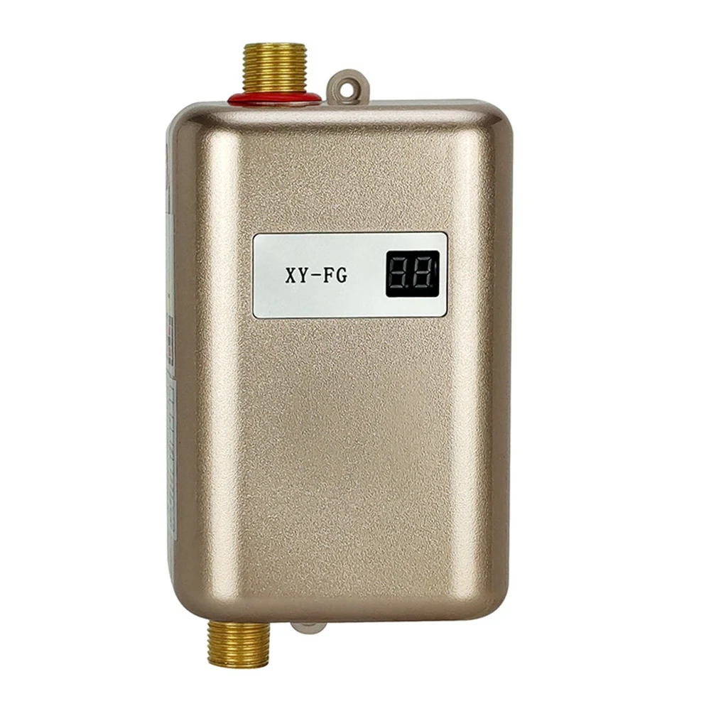 

3800W Electric Water Heater Instantaneous Tankless Instant Hot Water Heater Shower Flow Water Boiler 220V Gold EU Plug