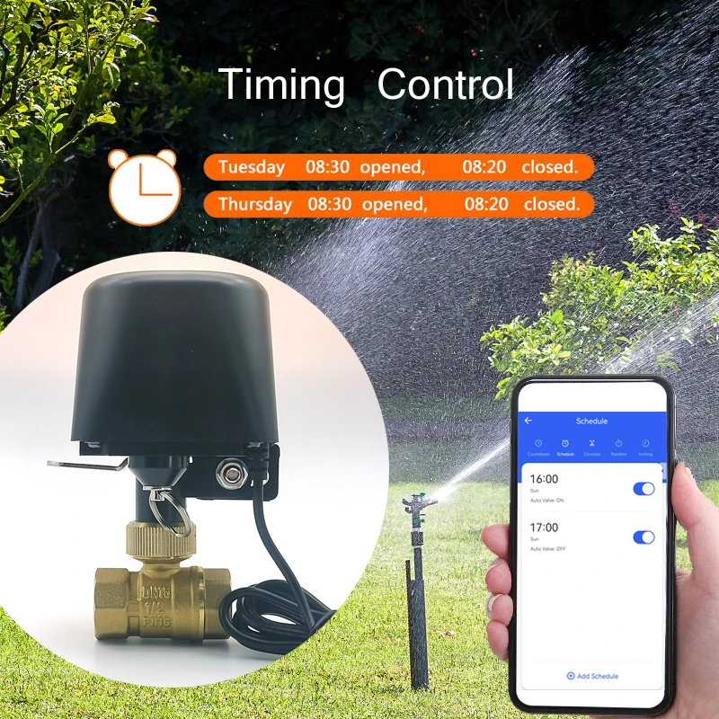 Фото Водяной клапан Tuya Wi-Fi или Zigbee, запорный шаровой клапан, таймер, садовый умный контроллер крана, поддержка SmartLife, Alexa Google Assistant №4