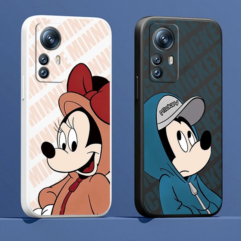 

Phone Case For Xiaomi Mi 13 12S 12 12X 12T 11i 11T 11 10 10S 10T Pro Lite Ultra 5G Fashion Mickey Minnie Mouse Liquid Rope
