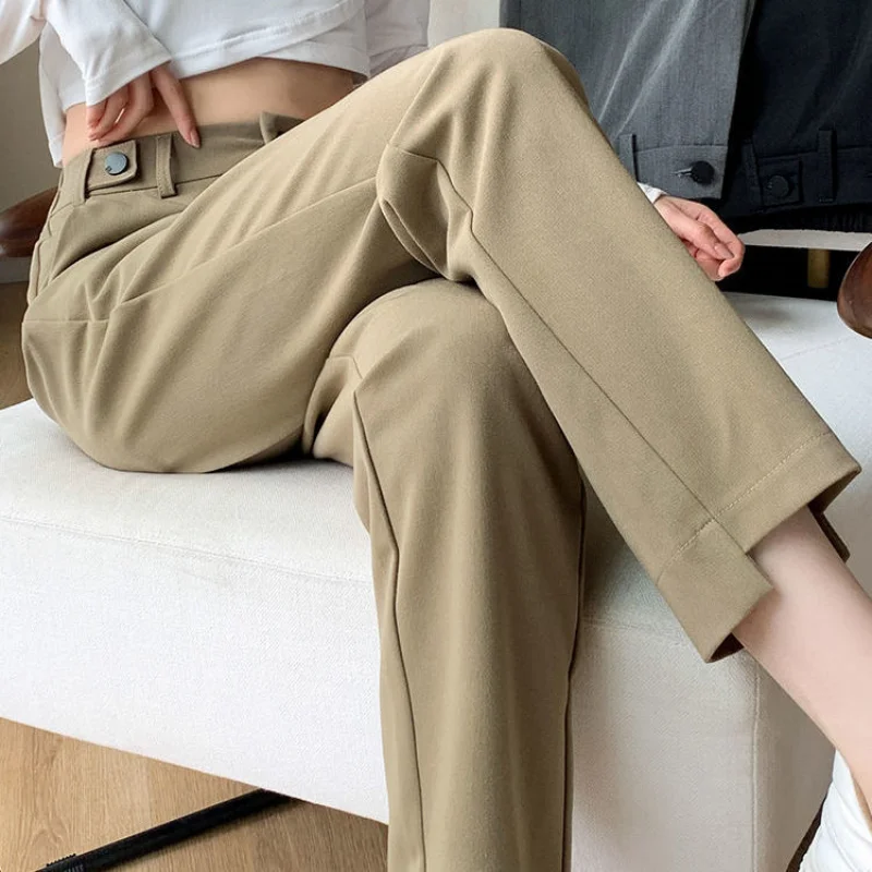 Black Suit Harem Pants Women 2022 Spring Autumn Loose Slim Straight Pants Trendy All-Matching Draped Casual Trousers Women