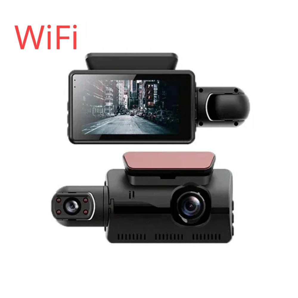 

3 Channel Dash Cam Front Inside Rear Three Way Car Dash Camera, 1080P Dual Channel WiFi IR Night Vision Camcorder