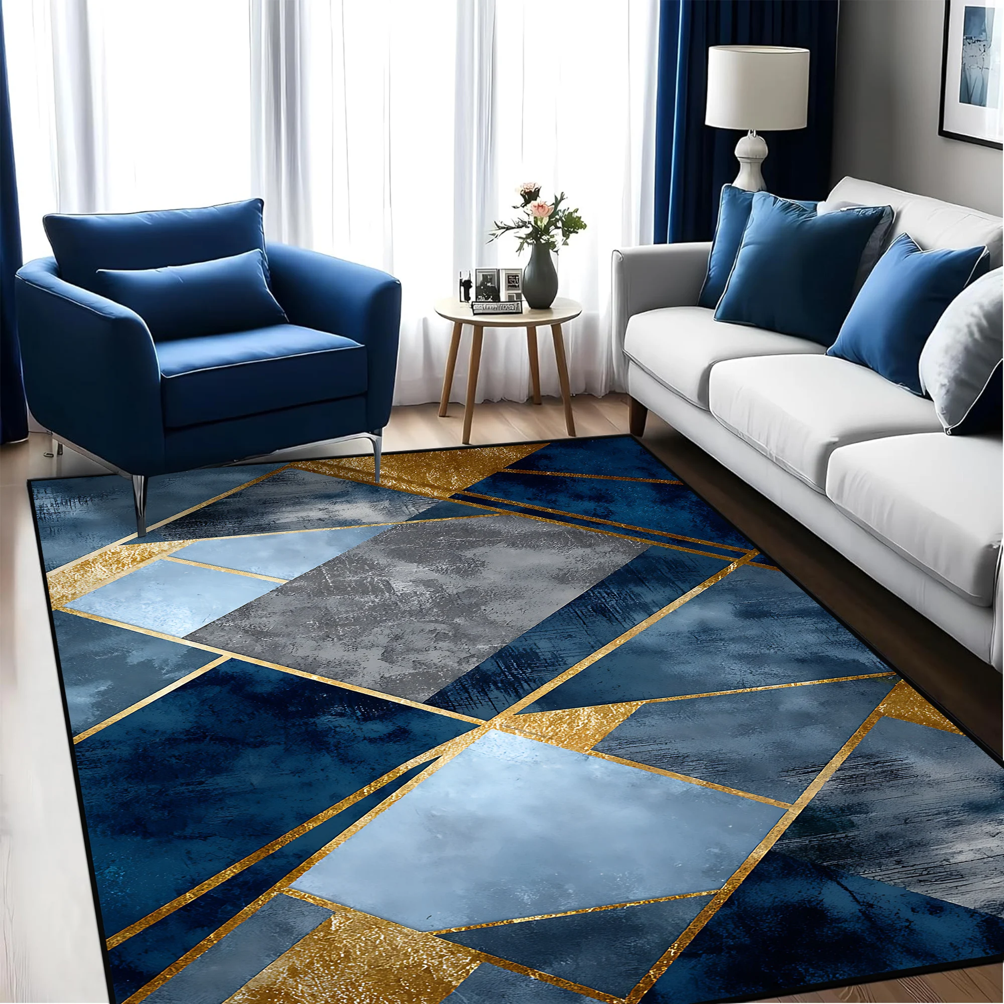 

Геометрический ковёр из полиэстера для гостиной