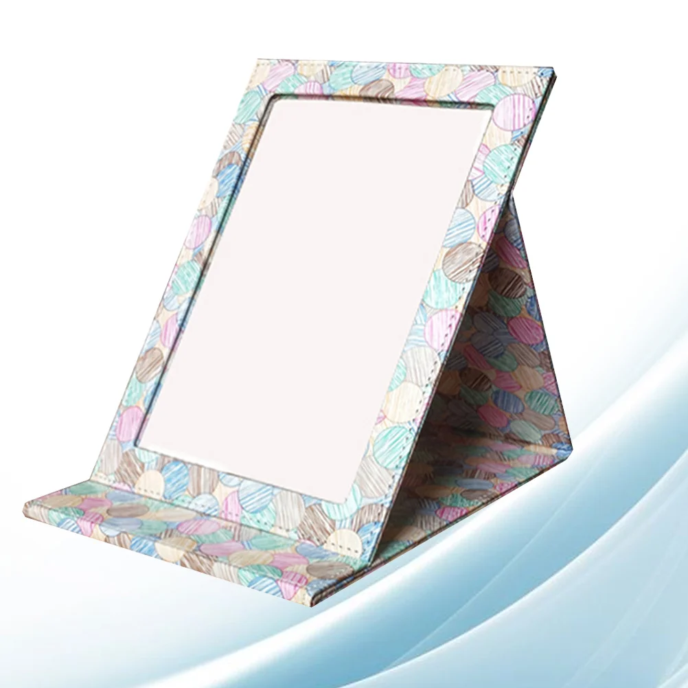 

Mirror Travel Makeup Vanity Tabletop Pu Folding Standing Purse Mirrors Table Desk Desktop Compact Stand Portable Foldable