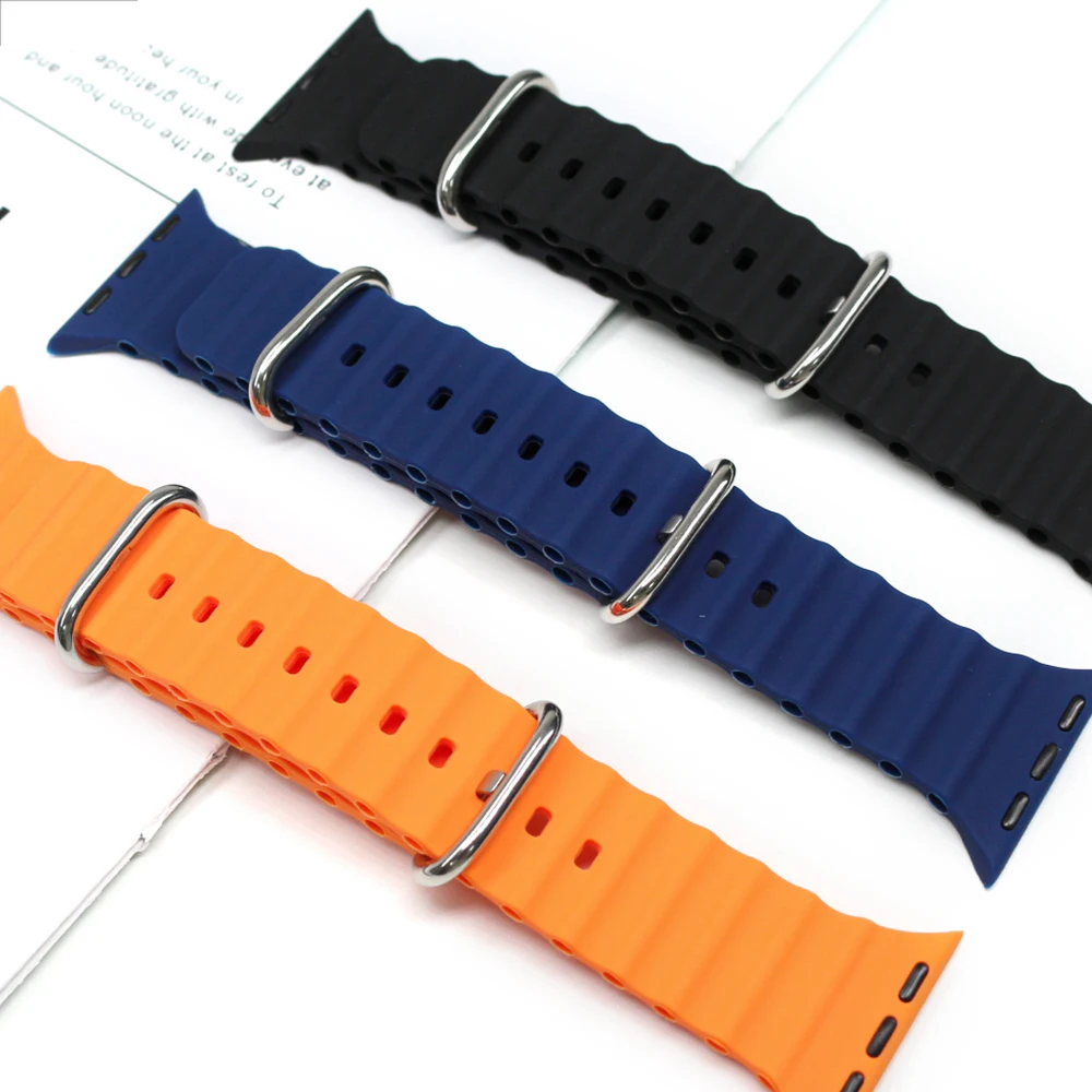Ocean for Apple watch band 49mm 44mm 40mm 45mm 41mm 42mm 38mm 40 44 45 mm silicone bracelet iWatch series 7 6 3 se Ultra 8 strap