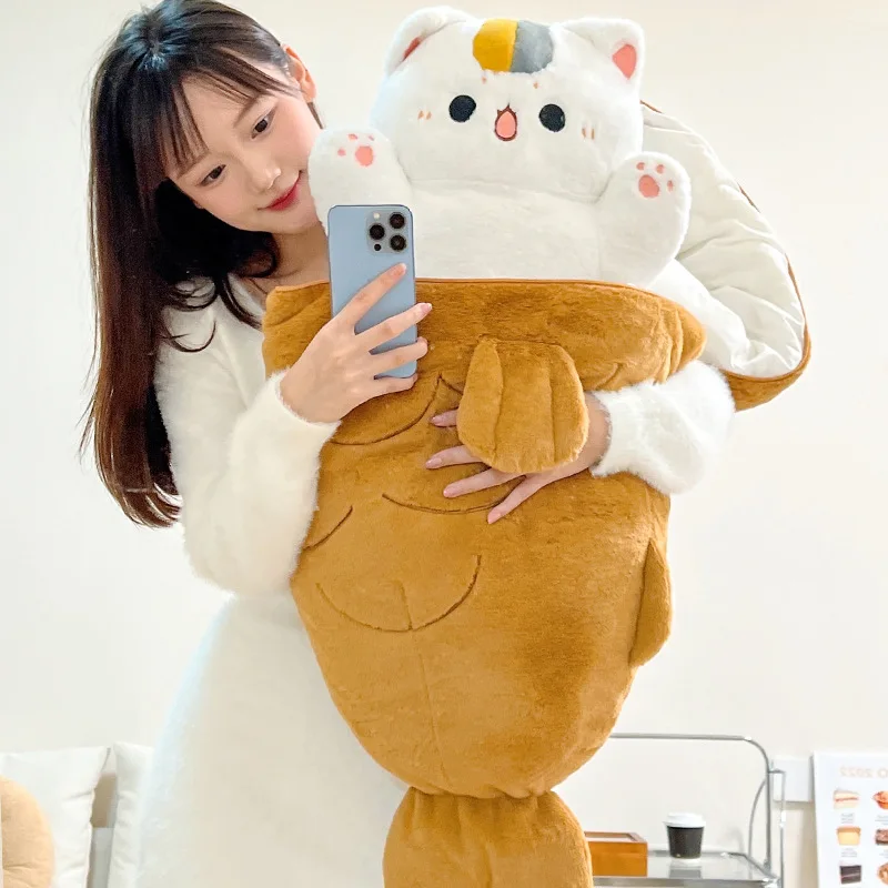 

1pc 80*45CM Kawaii Taiyaki Cat Dog Rabbit PlushToys Furry Animal Plushie Pillow Big Bone Carrot Cushion Lovely Doll for Girls