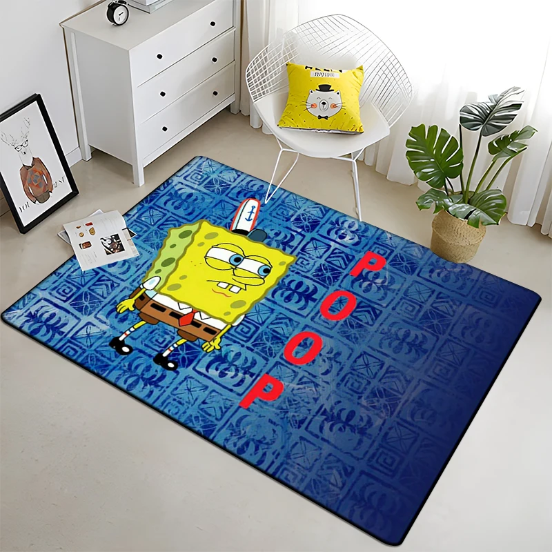 S-Spongebob Cute HD Printed Carpet Household Rug Children's Room Living Room Chair Bedside Modern Simple Floor Mat Kawaii Rug