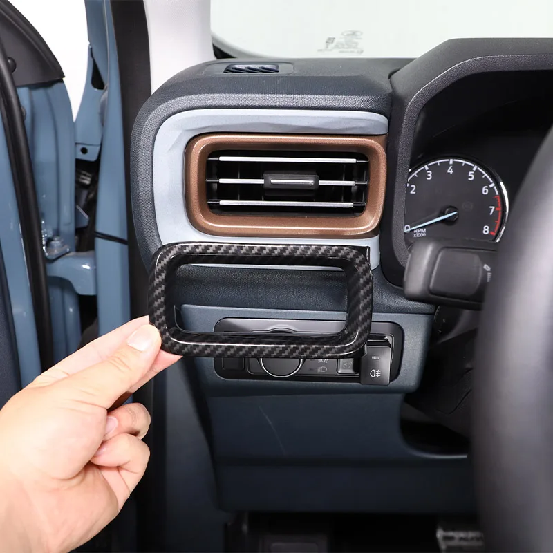 

Ford Maverick 2022 ABS Carbon fiber/Red Car Dashboard Side Air Conditioning Outlet Decorative Frame Car Accessories