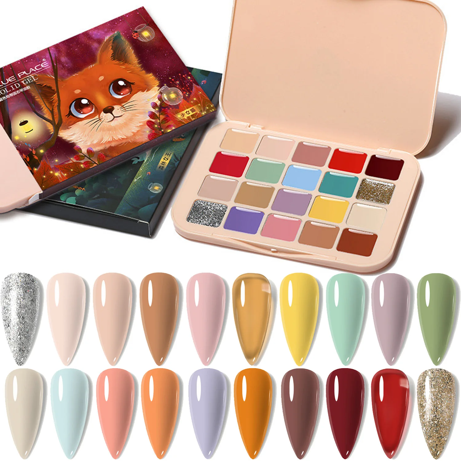 

20 Colors Solid Nail Gel Palette Soak Off UV LED Nail Polish Glue Jelly Color UV Solid Gel Polish Mancure Kit