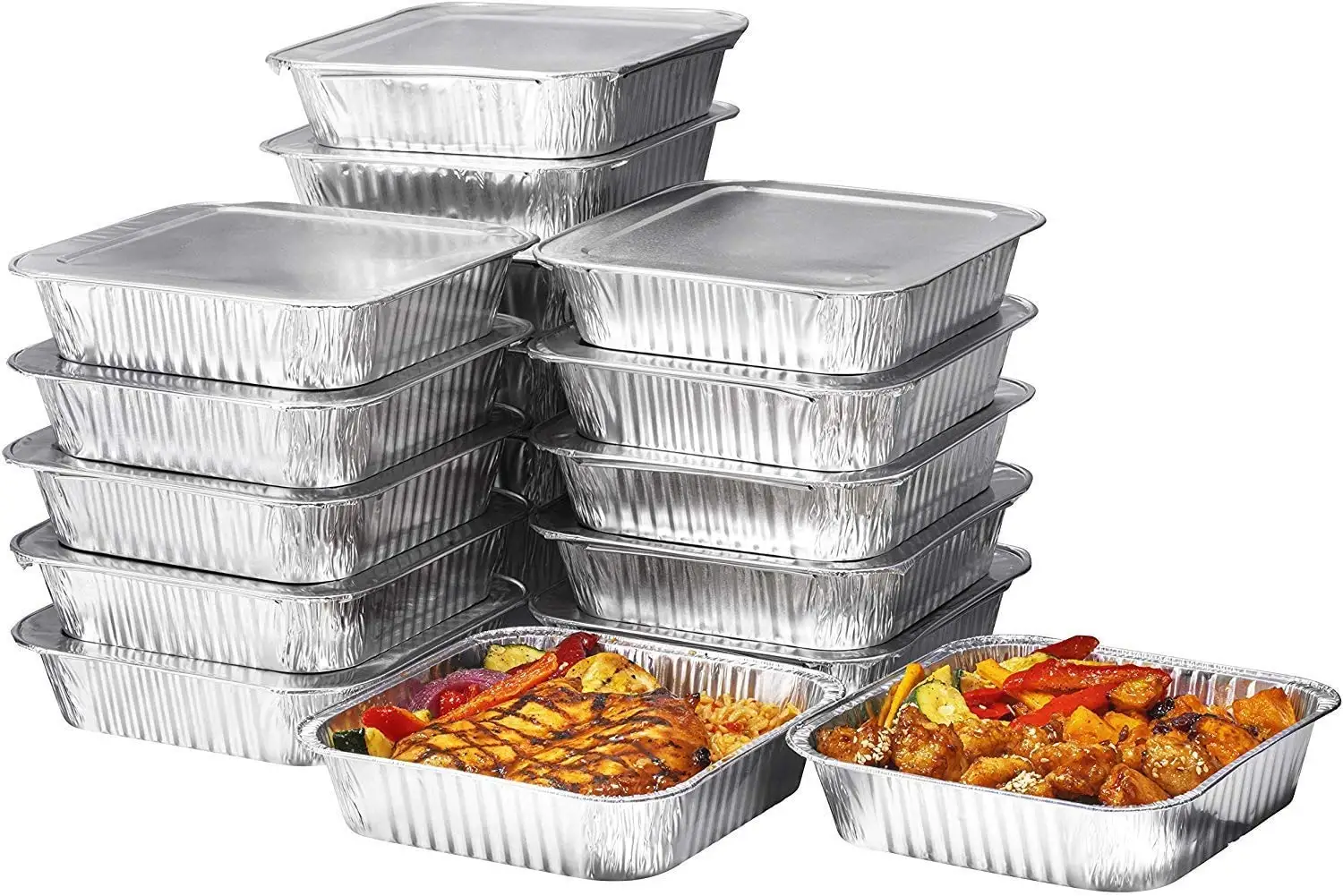 

30PCS 1350ml 8 Inch Square Aluminum Foil Tray Pans with Lids Disposable Food Packaging Containers for Baking Cooking Kitchenware