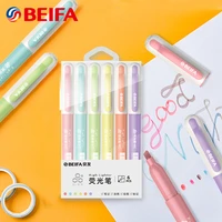 beifa 6pcs fluorescent highlighter pen set kawaii art marker cute markers chisel tip for painting stationery school supplies
