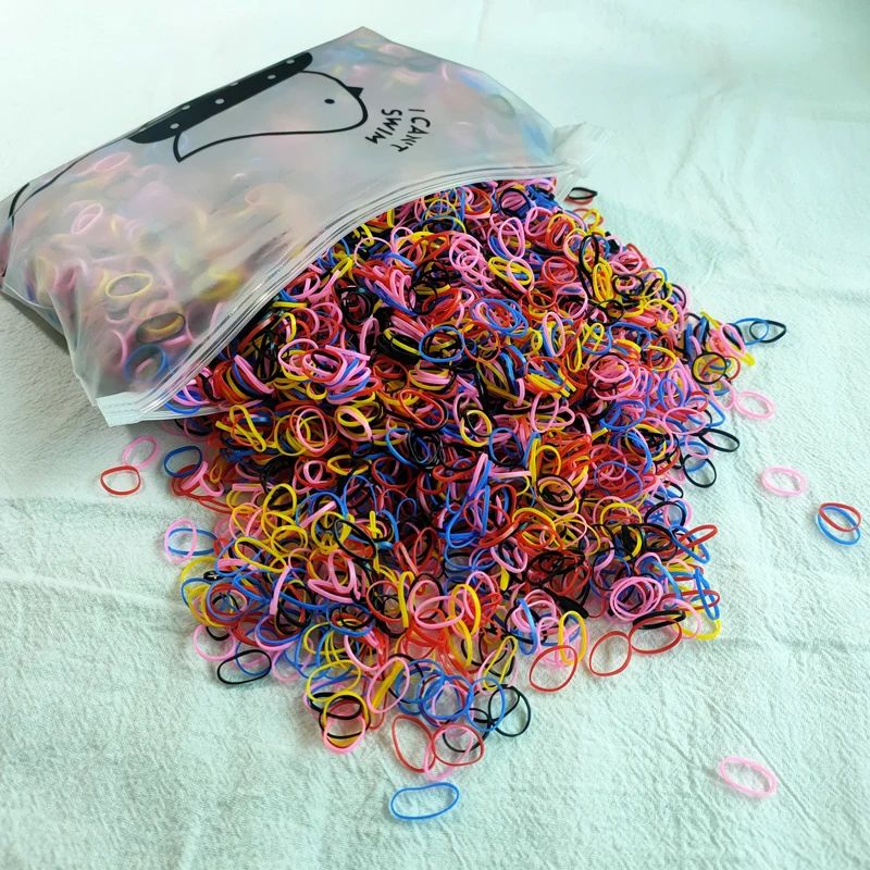 500pcs Girls Colourful Disposable Rubber Band Elastic Hair Bands Headband Children Ponytail Holder Bands Kids Hair Accessories images - 6