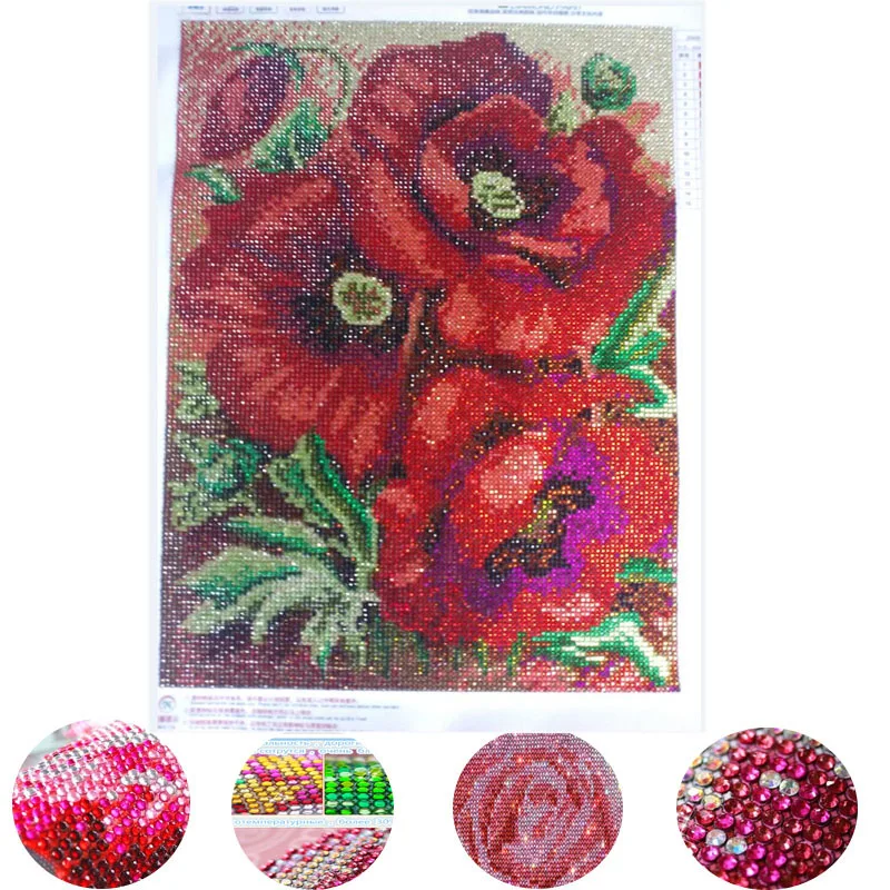 

2022 HOT 5D CRYSTAL DIY Diamond Painting Round 3 pics of rose Diamond Embroidery Mosaic Picture of Rhinestone for gift