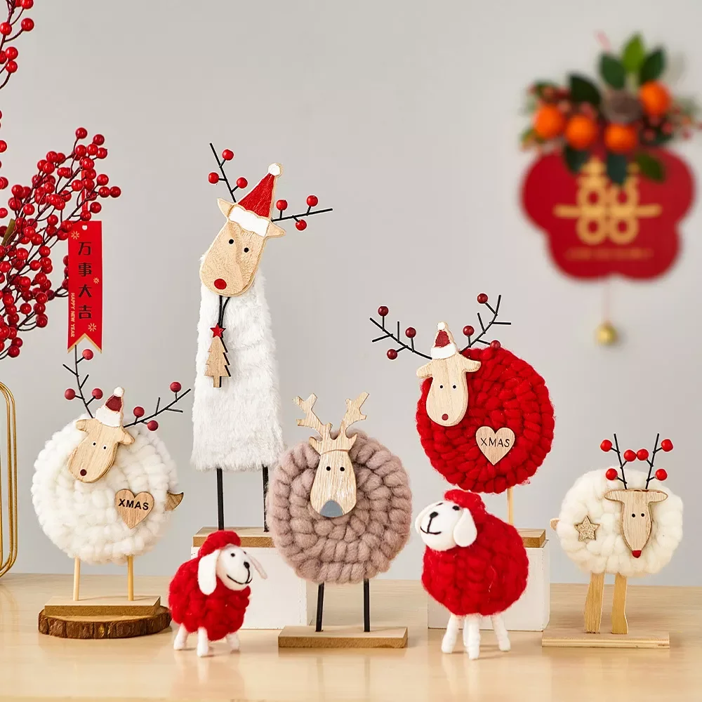 

NEW2023 Korean cute animal decoration felt sheep small ornaments office desktop home decoration accessories bedroom Christmas sc