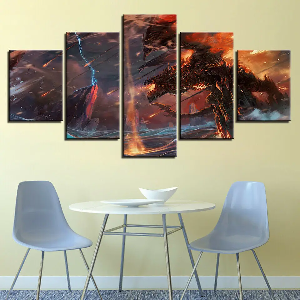 

5 шт., настенные картины на холсте «Священный Дракон»