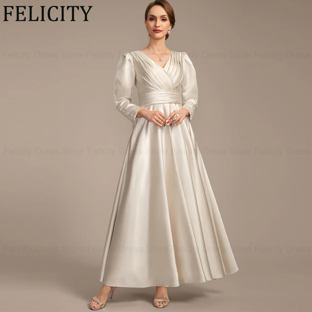 Элегантные платья для матери невесты 2024 платье А-силуэта с V-образным вырезом