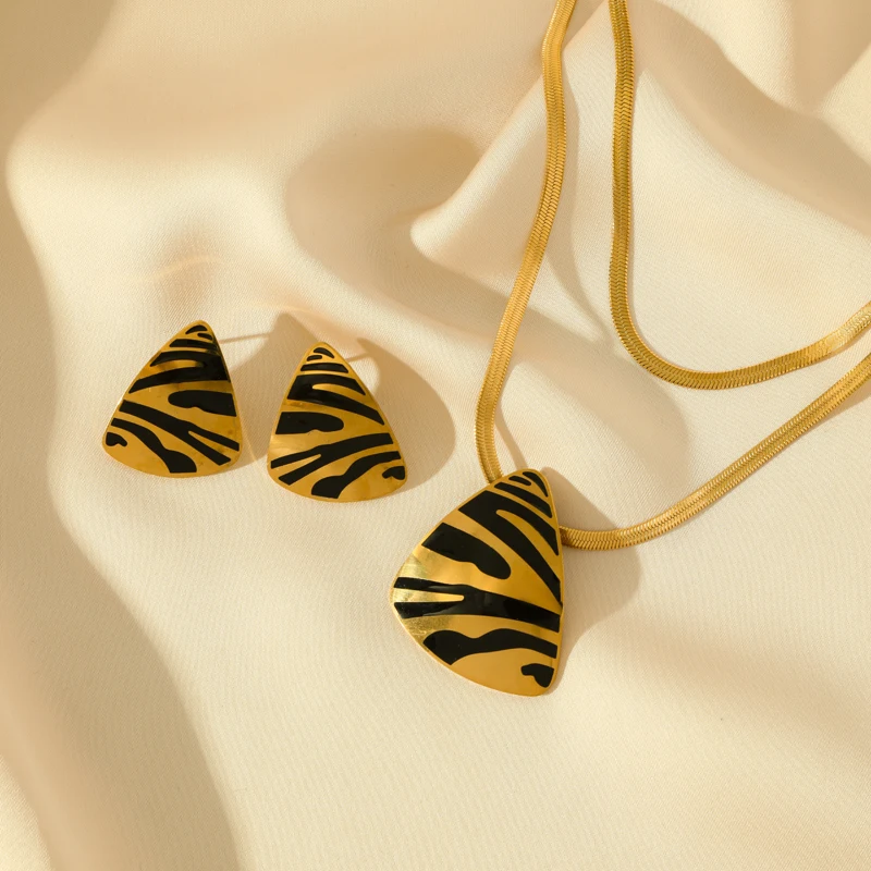 BCEFACL 316L нержавеющая сталь геометрический Тигр брикет ожерелье серьги для женщин