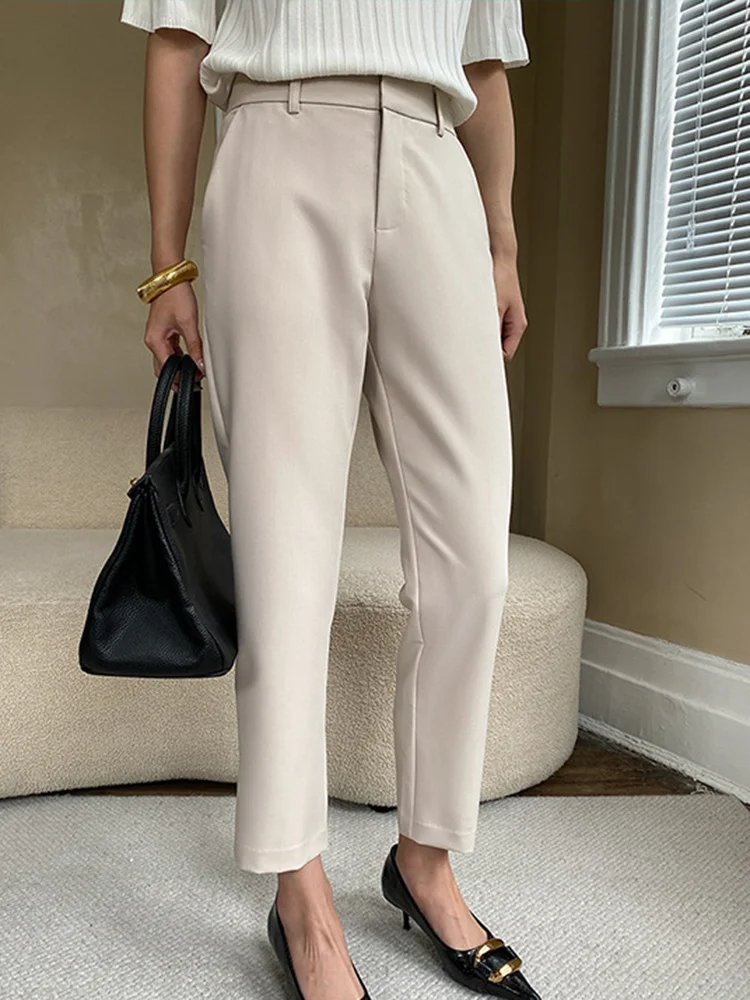 High Waist Straight Suit Pants For Women Office Lady Pocket Fashion Pencil Trousers 2023 Summer New Tide All-match Clothes Y246