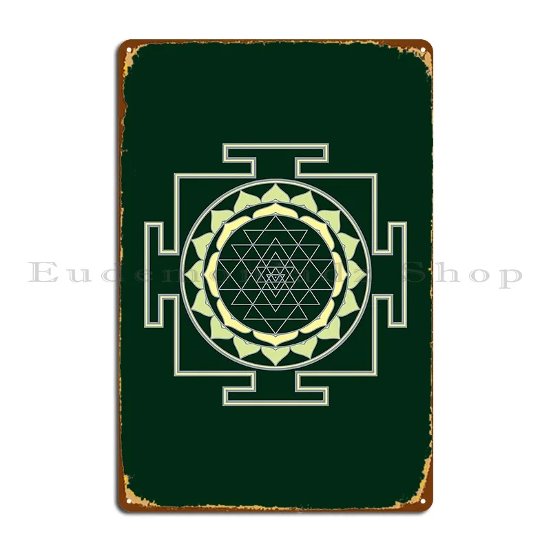 Sri Yantra Zen Буддийский песок Мандала Металлическая табличка Плакат Настенная