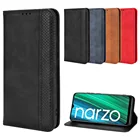 Тонкий кожаный флип-чехол в стиле ретро Oppo Realme Narzo 50A, чехол-кошелек с подставкой для карт, Магнитный чехол-книжка для Realme Narzo50A RMX3430, чехол s