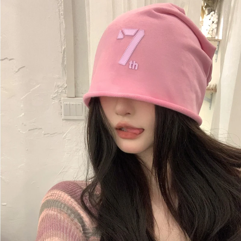 

Trendy 7th Hat Women Spring Autumn Thin Hats Pure Cotton Cold Hat Large Head Circumference Warm Beanies Casual Solid Bonnets