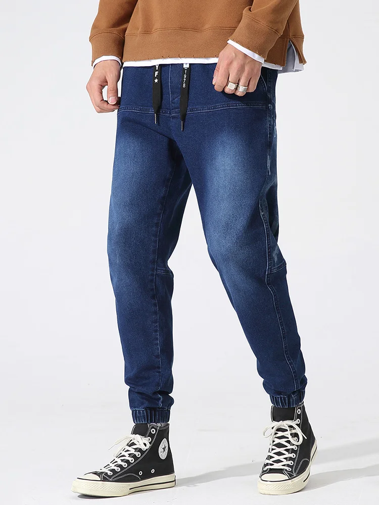 

Spring Autumn Black Blue Cargo Jeans Stretched Denim Jogger Pants Men Baggy Harem Jean Trousers Plus Size 6XL 7XL 8XL